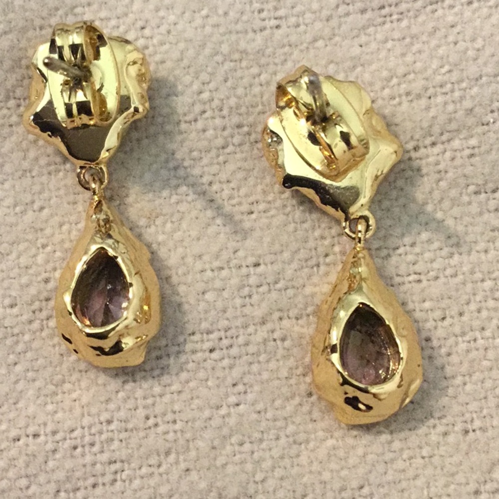 New Luxurious Alexis Bitter Pebble Cake Bezel Set Dangle Earrings With Dust Bag - Picture 3 of 7